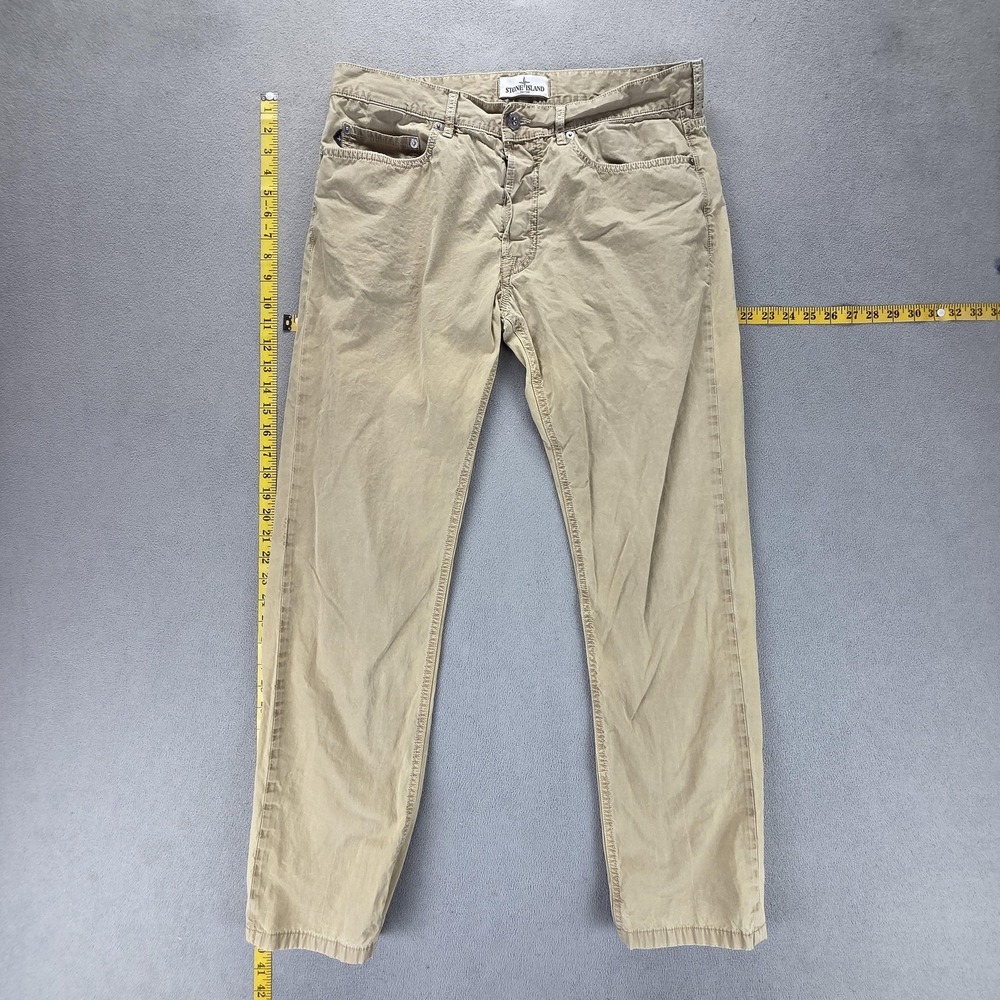Stone Island Pants Mens 34 Beige Type SL Cotton Button Fly Jogger Tapered Casual